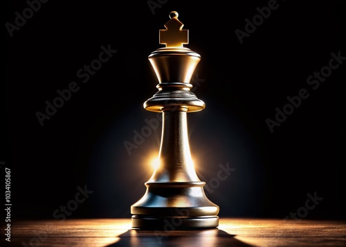 King Chess Piece Silhouette on Black Background - 3D Render Illustration for Strategy and Game Design