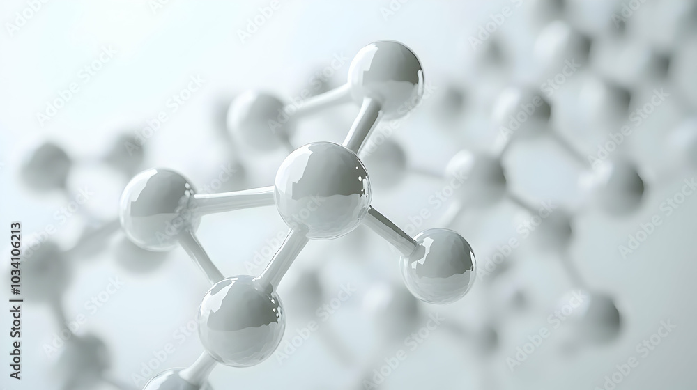 3D Serotonin Molecule Dance Concept - Close-up View of White Serotonin Molecules in Dynamic Movement on Isolated White Background, Depicting Mood Regulation and Neurotransmitter Education 3D Serotonin Molecule Dance Concept - Close-up View of White Serotonin Molecules in Dynamic Movement on Isolated White Background, Depicting Mood Regulation and Neurotransmitter Education