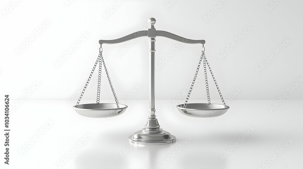 3D Glossy White Balance Scales Icon: Close-Up Reflection Emphasizing Equilibrium on White Background for Mental Balance Messaging 3D Glossy White Balance Scales Icon: Close-Up Reflection Emphasizing Equilibrium on White Background for Mental Balance Messaging