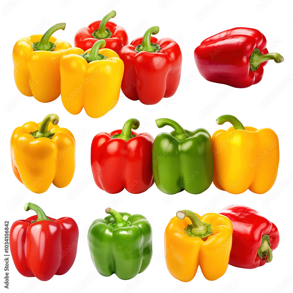 Bell pepper png food element set, transparent background Bell pepper png food element set, transparent background
