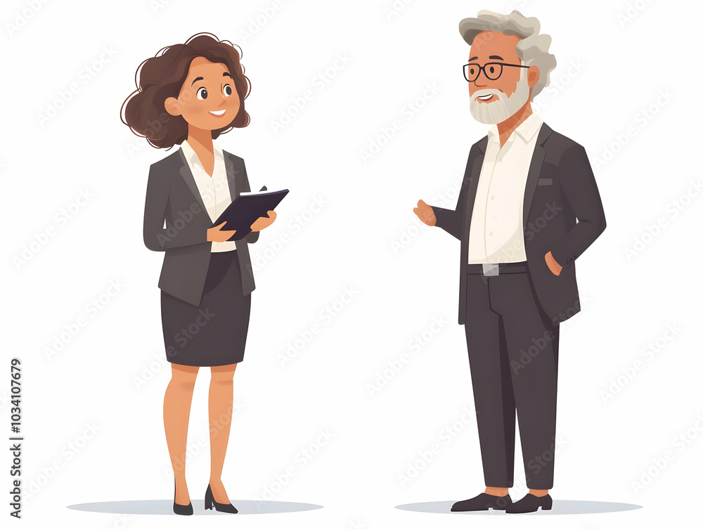 Flat Vector Illustration of Politician Explaining Policy to Voter: Engaging Dialogue, Close-Up on Expressions, Isolated on White Background Flat Vector Illustration of Politician Explaining Policy to Voter: Engaging Dialogue, Close-Up on Expressions, Isolated on White Background