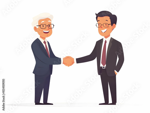 Flat Illustration of Politician's Shocked Expression During Surprise Endorsement Announcement - Highlights Unexpected Campaign Boosts with Handshake in a Smart Business Tone on White Background