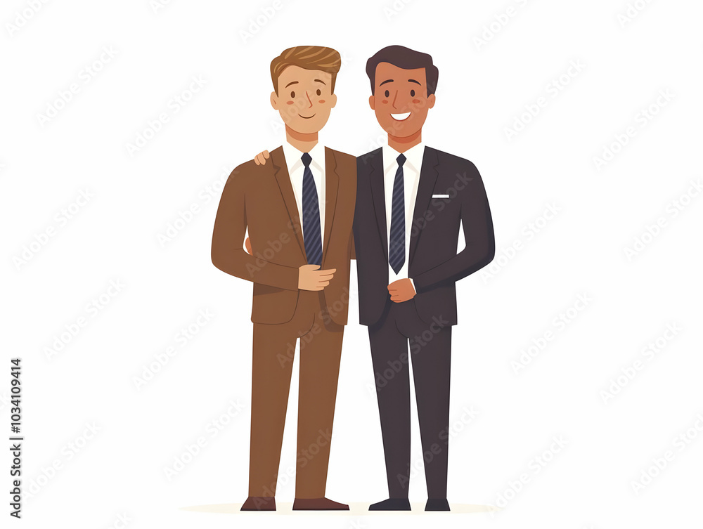 Surprised Politician Welcomes Unexpected Ally: Flat Vector Illustration of Campaign Event Dynamics with Warm Embrace on White Background Surprised Politician Welcomes Unexpected Ally: Flat Vector Illustration of Campaign Event Dynamics with Warm Embrace on White Background