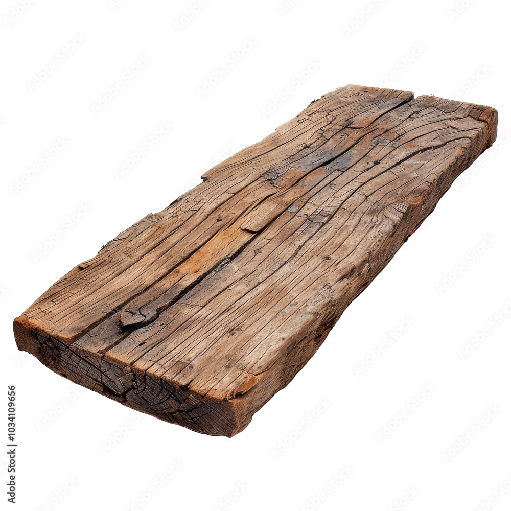 Rustic wooden plank with natural grain detail displayed against a neutral background for craftsmanship and design inspiration Rustic wooden plank with natural grain detail displayed against a neutral background for craftsmanship and design inspiration