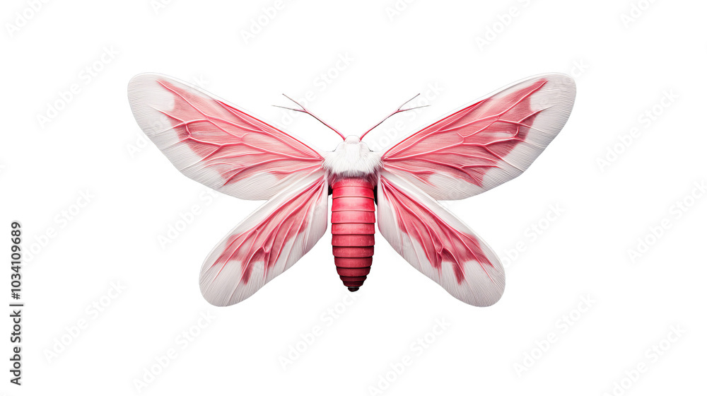 Pink and white moth isolated on a black background. Pink and white moth isolated on a black background.