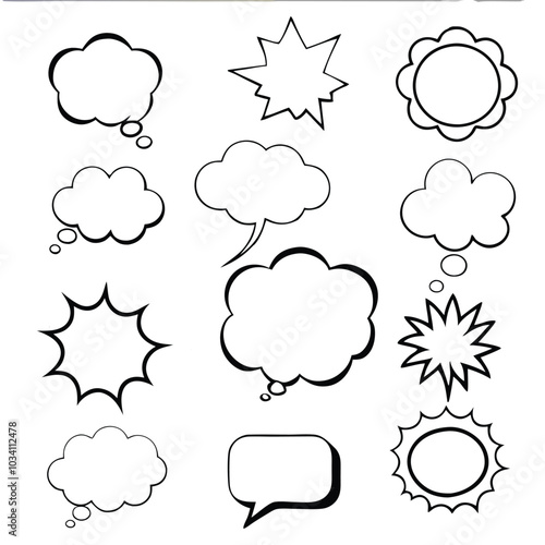 Speech and Thought Bubbles Vector Set for Comics and Infographics.