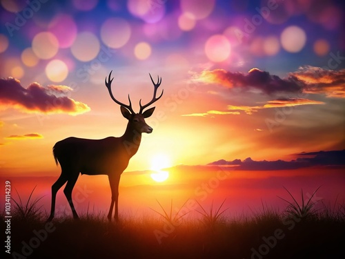 Majestic Silhouette of African Deer at Sunset - Serene Nature Scene