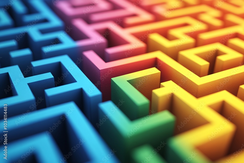 Colorful Maze Puzzle Concept Colorful Maze Puzzle Concept