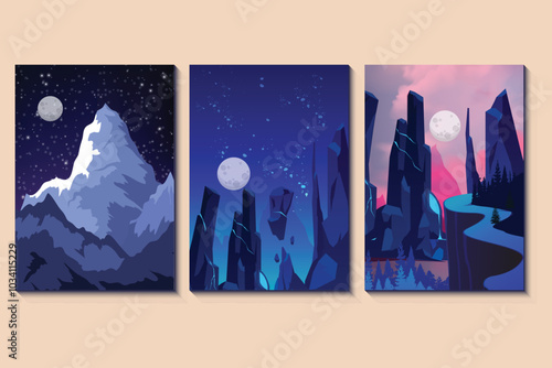 Moonlight background templates dark colored decor