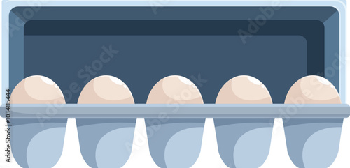 Five eggs are nestled in a cardboard egg container, ready for breakfast, baking, or culinary use