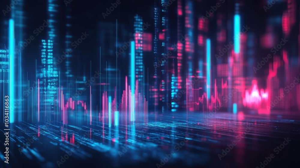 Abstract digital background with glowing blue and pink lines, creating a futuristic cityscape. Abstract digital background with glowing blue and pink lines, creating a futuristic cityscape.