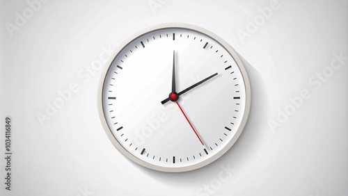 Minimalist Clock Face Illustration - Hour and Minute Hands on White Background for Timeless Design Projects