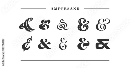 Stylish ampersands: ideal for invitations, branding, and design templates. 10 unique vector illustrator designs. 