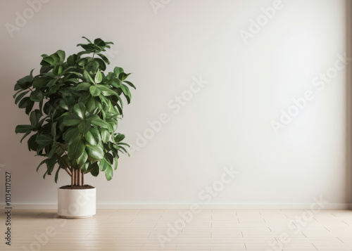 Empty blank interior with home plant background wallpaper