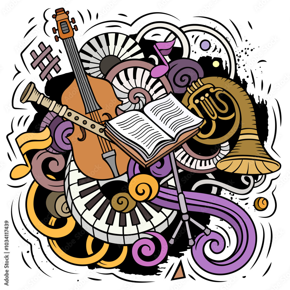 Cartoon vector doodles Classic music illustration Cartoon vector doodles Classic music illustration