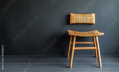 Bamboo stool with a woven seat, ideal for kitchens, bars, or casual seating, bamboo furniture, bamboo stool