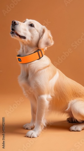 Smart pet collar with GPS tracking, high-tech features and minimalist design photo