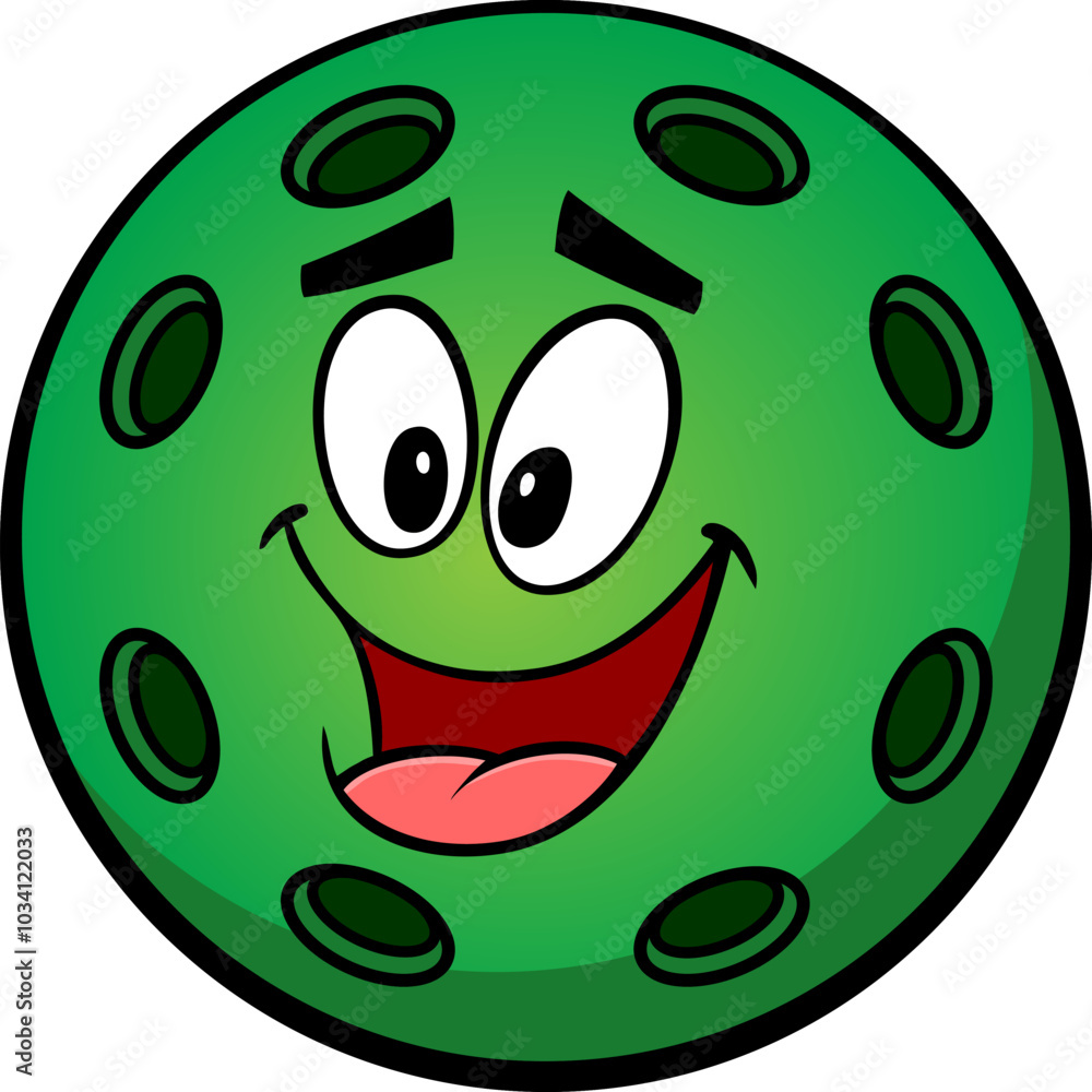 Fototapeta premium Pickleball Green Ball Cartoon