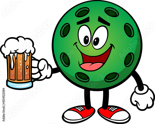 Pickleball Green Ball with Beer