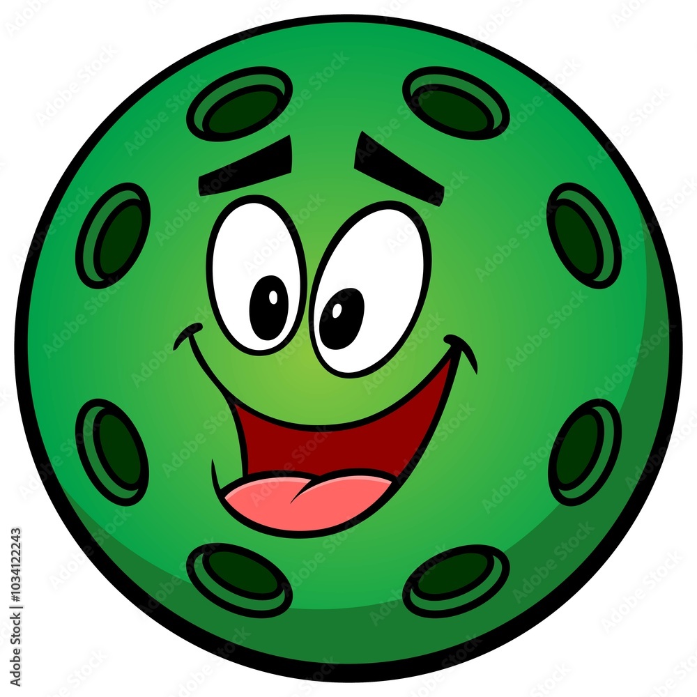 Pickleball Green Ball Cartoon Pickleball Green Ball Cartoon