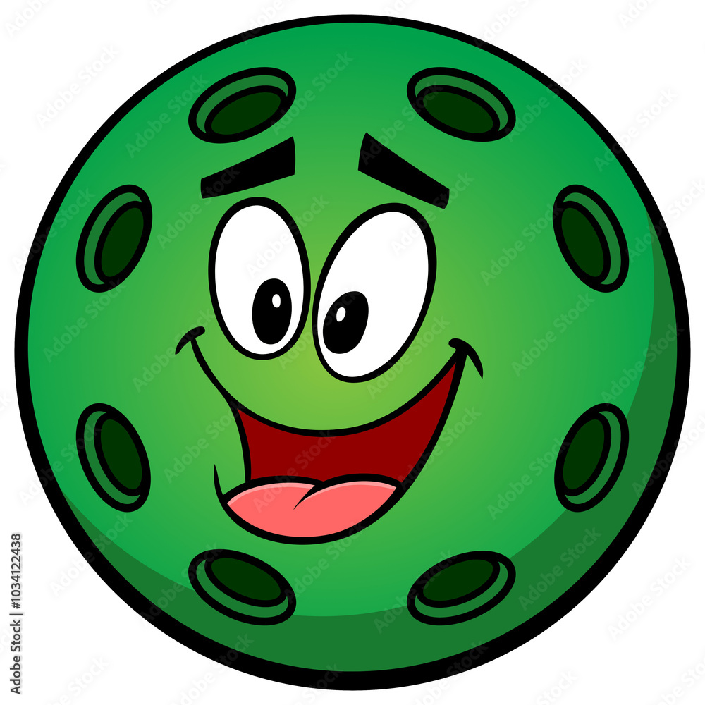 Pickleball Green Ball Cartoon Pickleball Green Ball Cartoon