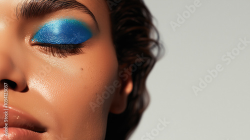 Beauty, Closeup, Skincare, Pores, Lipstick, Blue eye shadow 