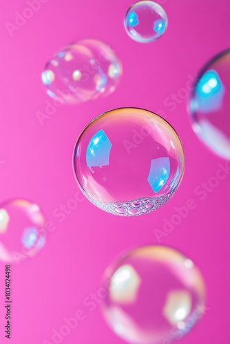 Wallpaper Mural Colorful Soap Bubbles Floating on Pink Background Torontodigital.ca
