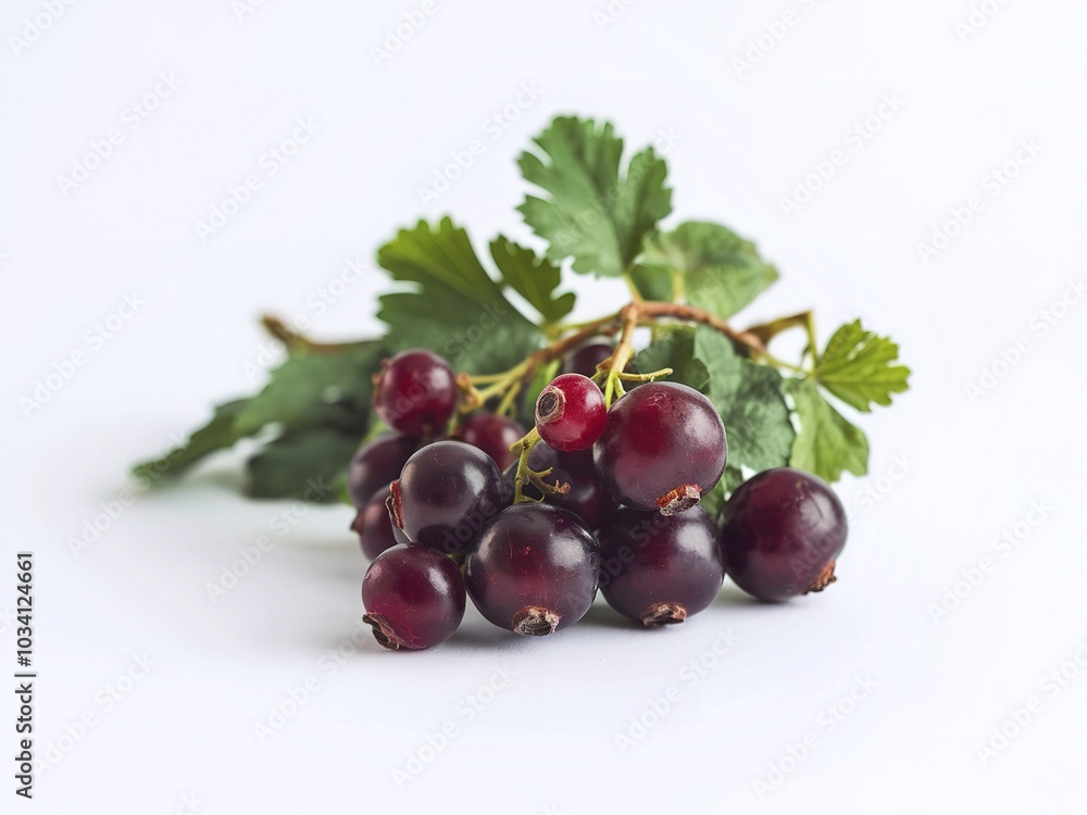 Fototapeta premium A bunch of black currants isolated on white background