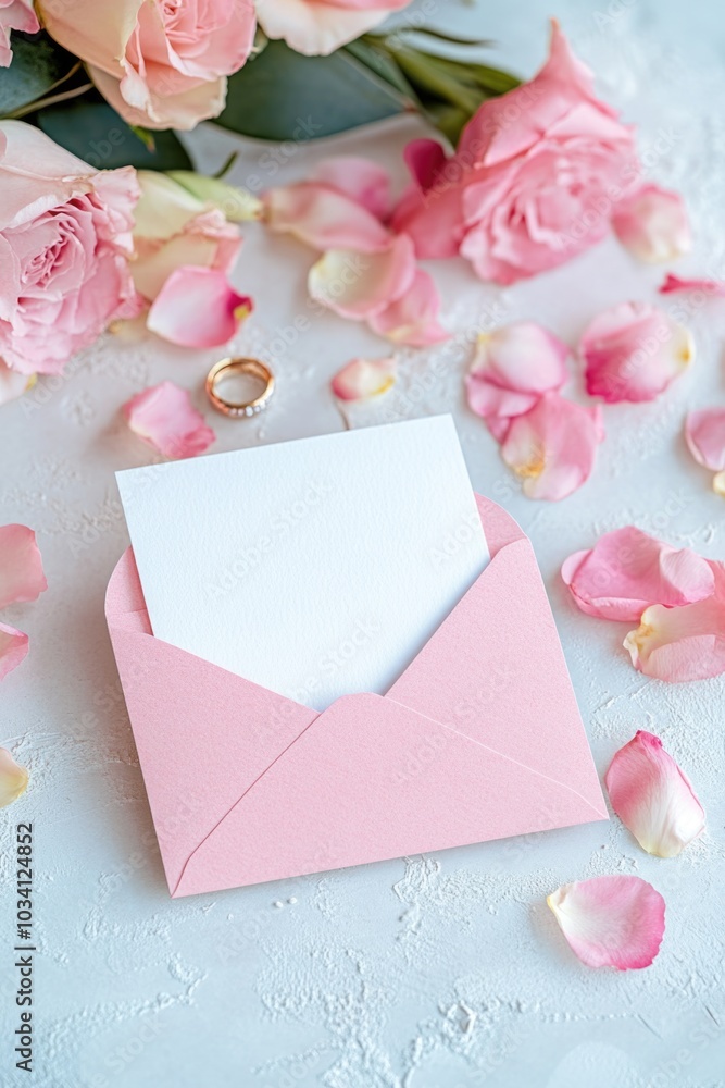 Pink Envelope with Wedding Ring Pink Envelope with Wedding Ring