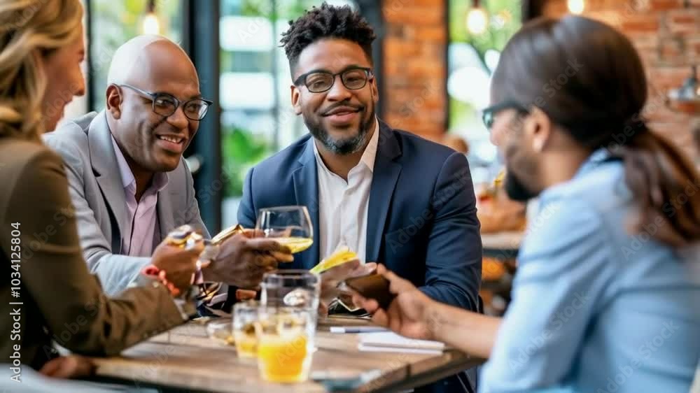 Four friends enjoying drinks and conversation at a stylish caf?. Four friends enjoying drinks and conversation at a stylish caf?.