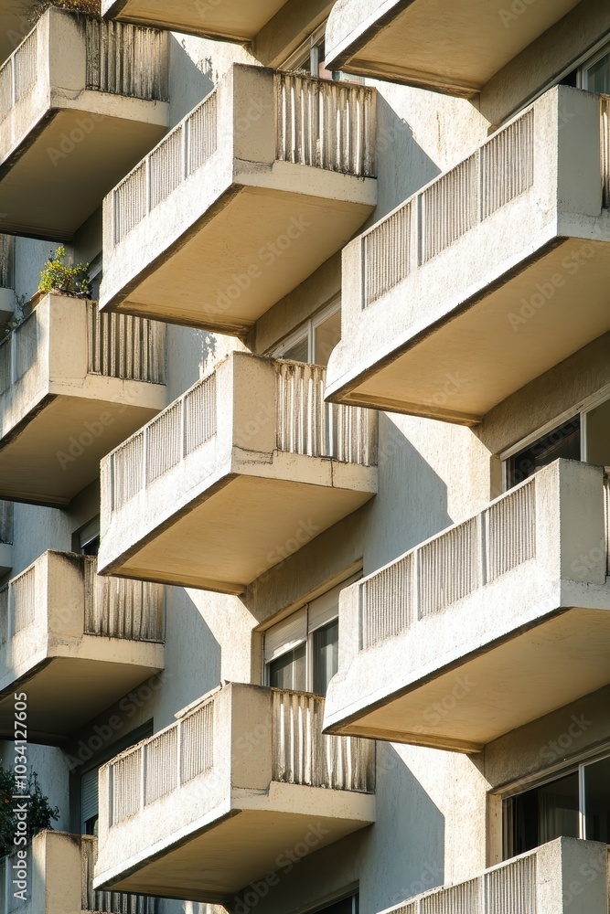 Fototapeta premium Repeating Pattern of Apartment Balconies
