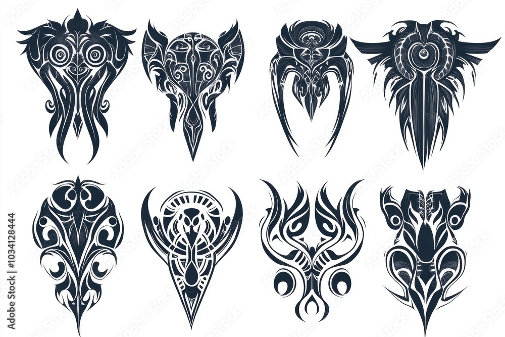 Six Tribal Designs on White Six Tribal Designs on White