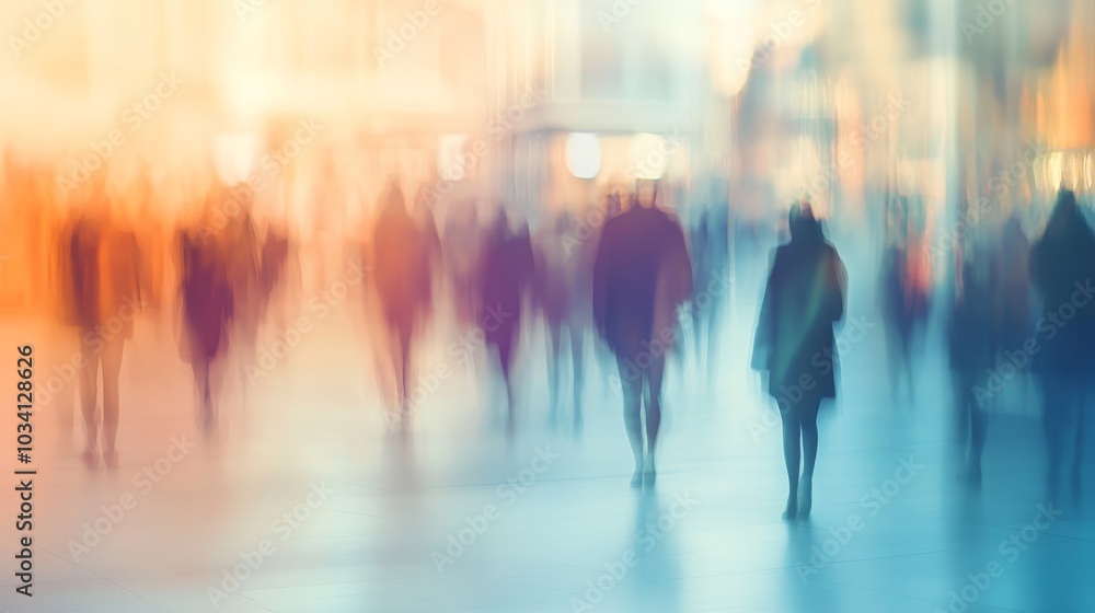 Abstract urban motion, blurred lights and people in the city Abstract urban motion, blurred lights and people in the city