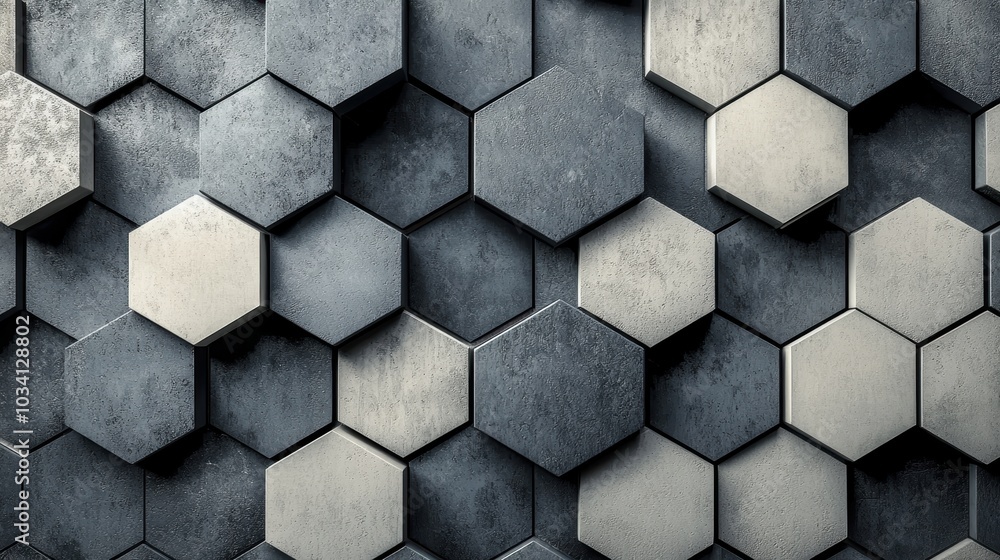 Hexagon pattern grey white tiles wall Hexagon pattern grey white tiles wall