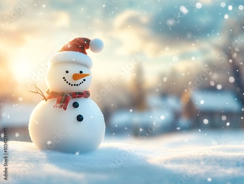 Charming Snowman in Winter Wonderland Scene