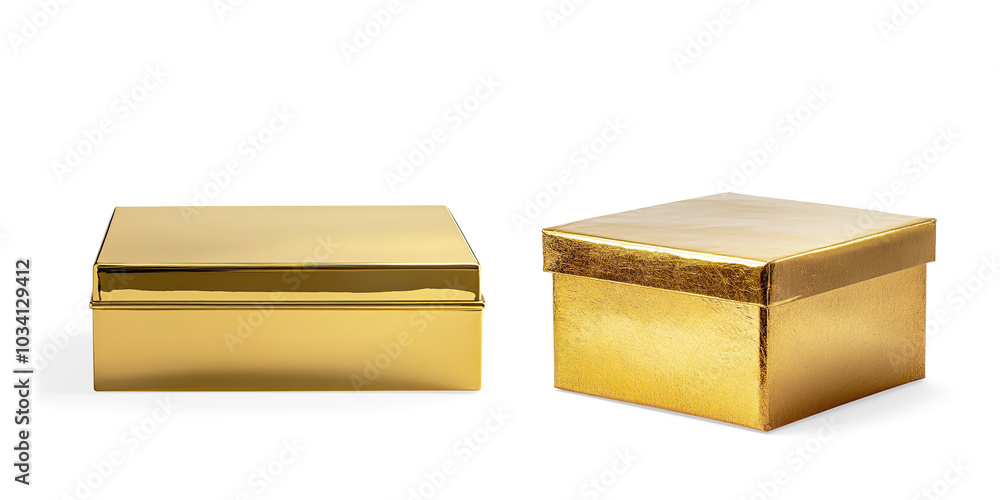 Shiny Gold Square Gift Box on a Transparent Background Shiny Gold Square Gift Box on a Transparent Background
