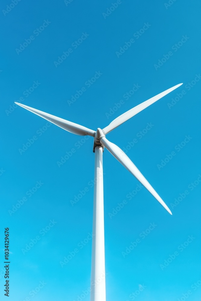 Urban Wind Turbine Against Clear Blue Sky Urban Wind Turbine Against Clear Blue Sky