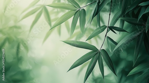 Wallpaper Mural Green leaves, blurred background, natural beauty. Torontodigital.ca