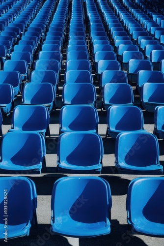 Blue Geometric Pattern of Stadium Seating Rows