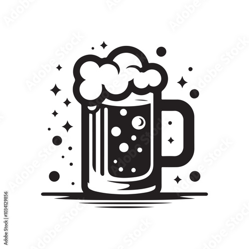 Creative Beer Silhouette Icon - A Versatile Design Perfect for Brewing Industry Branding, Marketing Materials, or as Part of Beer Festivals, Emphasizing the Culture and Enjoyment of Beer.
