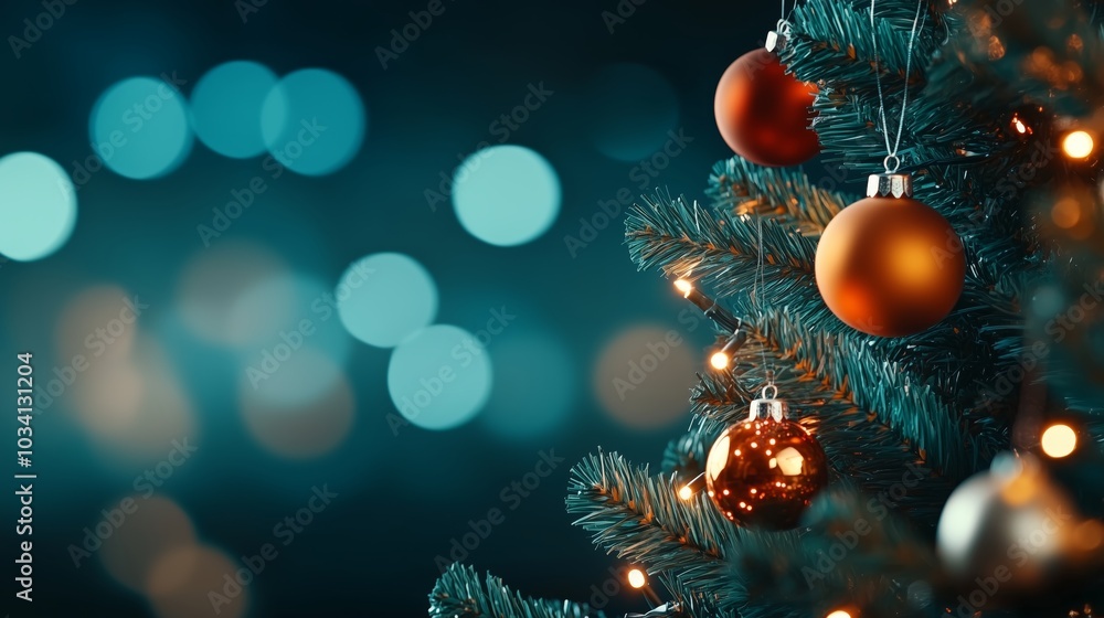 A beautifully decorated Christmas tree with sparkling lights and ornaments, set against a softly blurred background A beautifully decorated Christmas tree with sparkling lights and ornaments, set against a softly blurred background