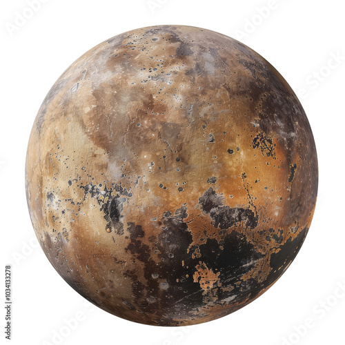 Detailed view of Pluto's surface showing varied textures and colors captured during a space mission photo