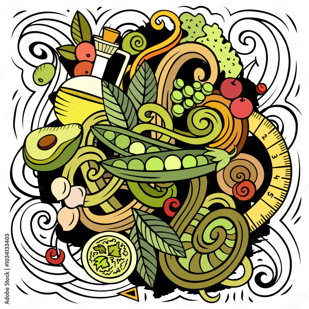 Cartoon vector doodles Diet food illustration Cartoon vector doodles Diet food illustration