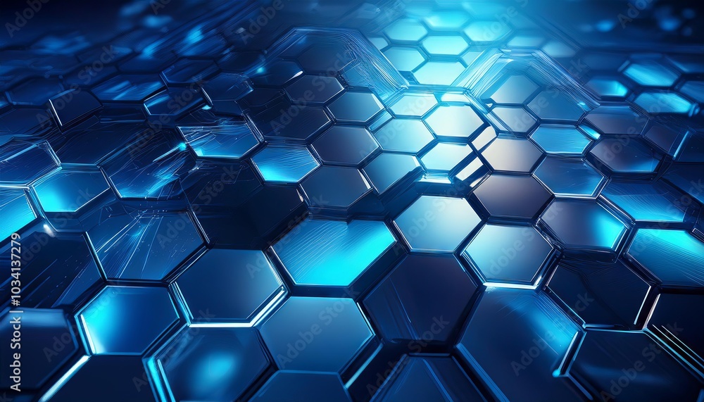 Abstract geometric background with a hexagon pattern in shades of blue. Abstract geometric background with a hexagon pattern in shades of blue.
