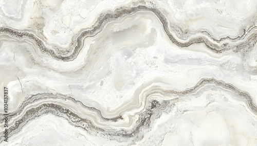 A close-up view of layered white and gray stone, showcasing natural patterns and textures.