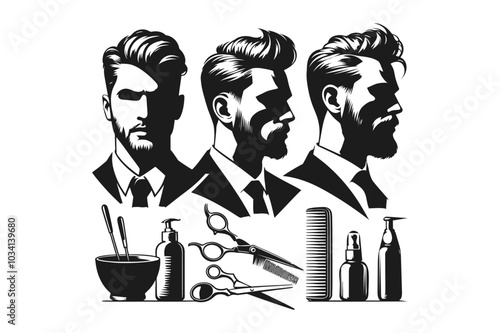 Barber shop logo silhouette man