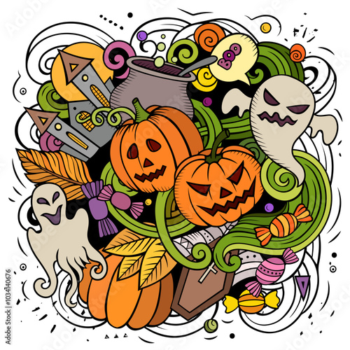 Happy Halloween cartoon vector illustration.