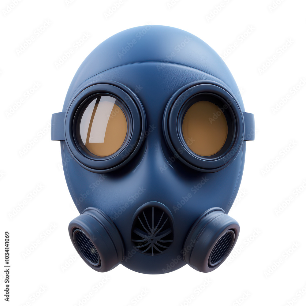A creative gas mask design in deep blue against a neutral backdrop A creative gas mask design in deep blue against a neutral backdrop