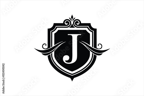  Logo type Typography Main icon letter j inside an emblem vector art illustration.