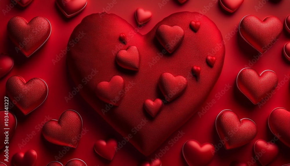 hearts scattered on red background - valentines day concept with space for text hearts scattered on red background - valentines day concept with space for text